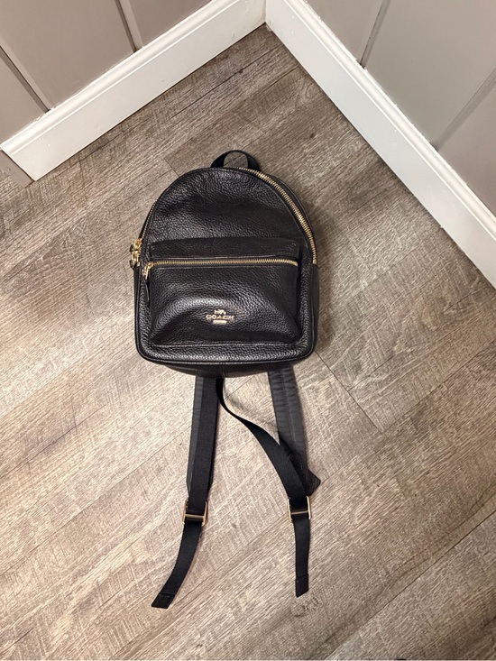 Coach Handbags - Coach Black Pebbled Leather Mini Charlie Backpack with Gold-Tone Hardware F28995